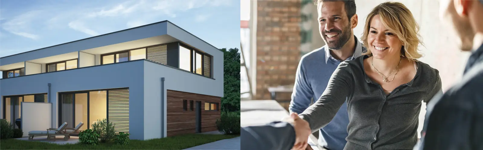 Modernes Wohnhaus und persönliche Beratung per Handschlag